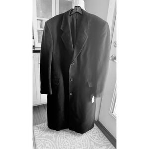 Silver Cloud Men's Black Cashmere Blend Overcoat 42L Woven in Italy